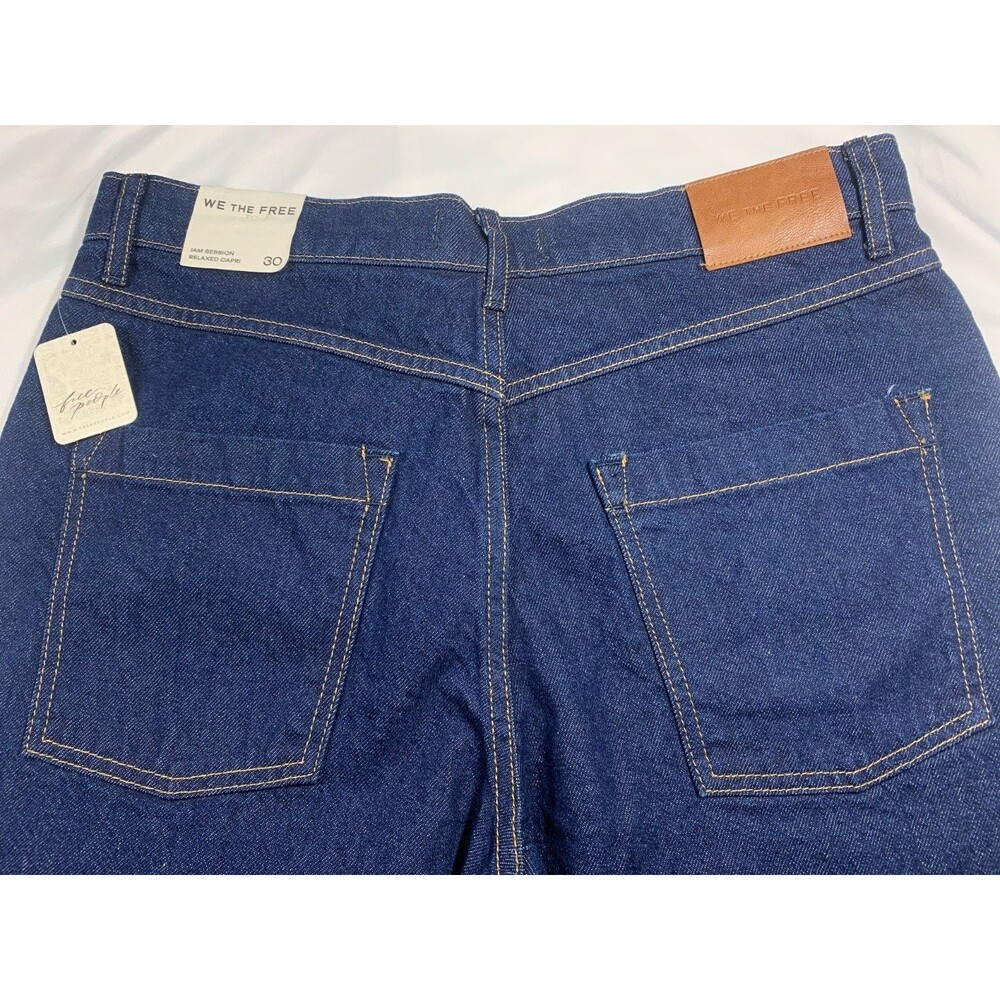 NWT Free People Jam Session Relaxed Denim Capri Jorts Dark Blue - Picture 12 of 12